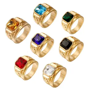 Men's Square Dragon Motif Ring in Stainless Steel, Fashion Statement Band and Men's Jewelry for Business or Graduation