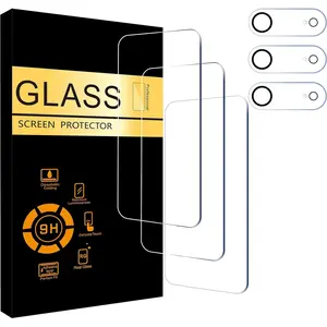 3 HD Screen Shield And 3 Camera Shields for Iphone 17 Pro Max 17 Air Tempered Glass Display Protector And Camera Lens