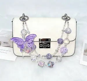 Cute Butterfly Phone Chain! Handmade Beaded Wrist Strap for iPhone & Android | Cute Bag Charm.Handmade Resin Doll Charm | Cute Customized Doll Phone Chain | Collectible Art Toy Pendant.