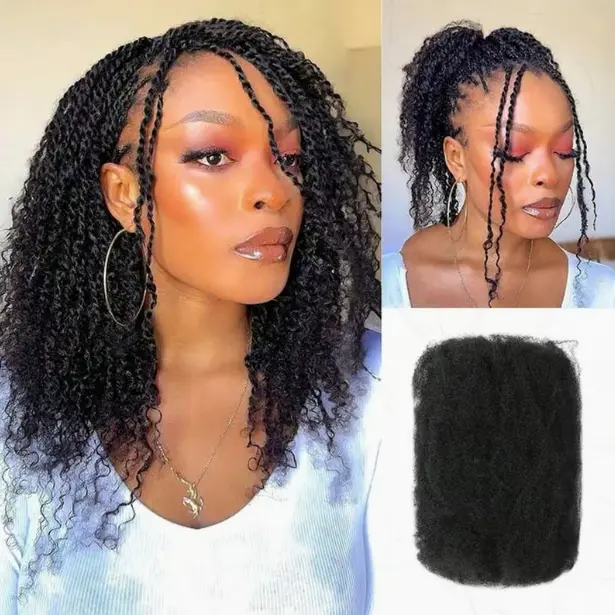 DATANALA Afro Kinkys Bulk Human Hair ( 10-18 Inch) 3/5 Packs Afro Kinky-curly Human Braiding Hair Bulk for Spring Hair Twist Dreadlock Extensions Locs Braids Repair 30g/50g bundle Natural Color