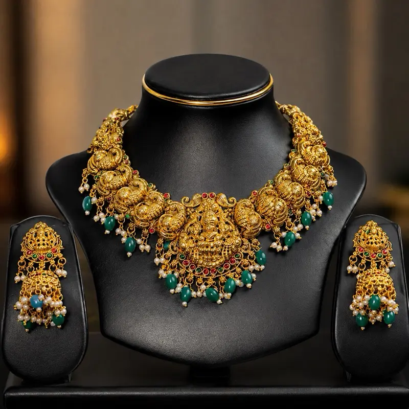 Heavy luxury temple set with  beautiful earrings