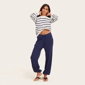 Women's High-Rise Sweater Balloon Pants - Parke Navy Blue L
