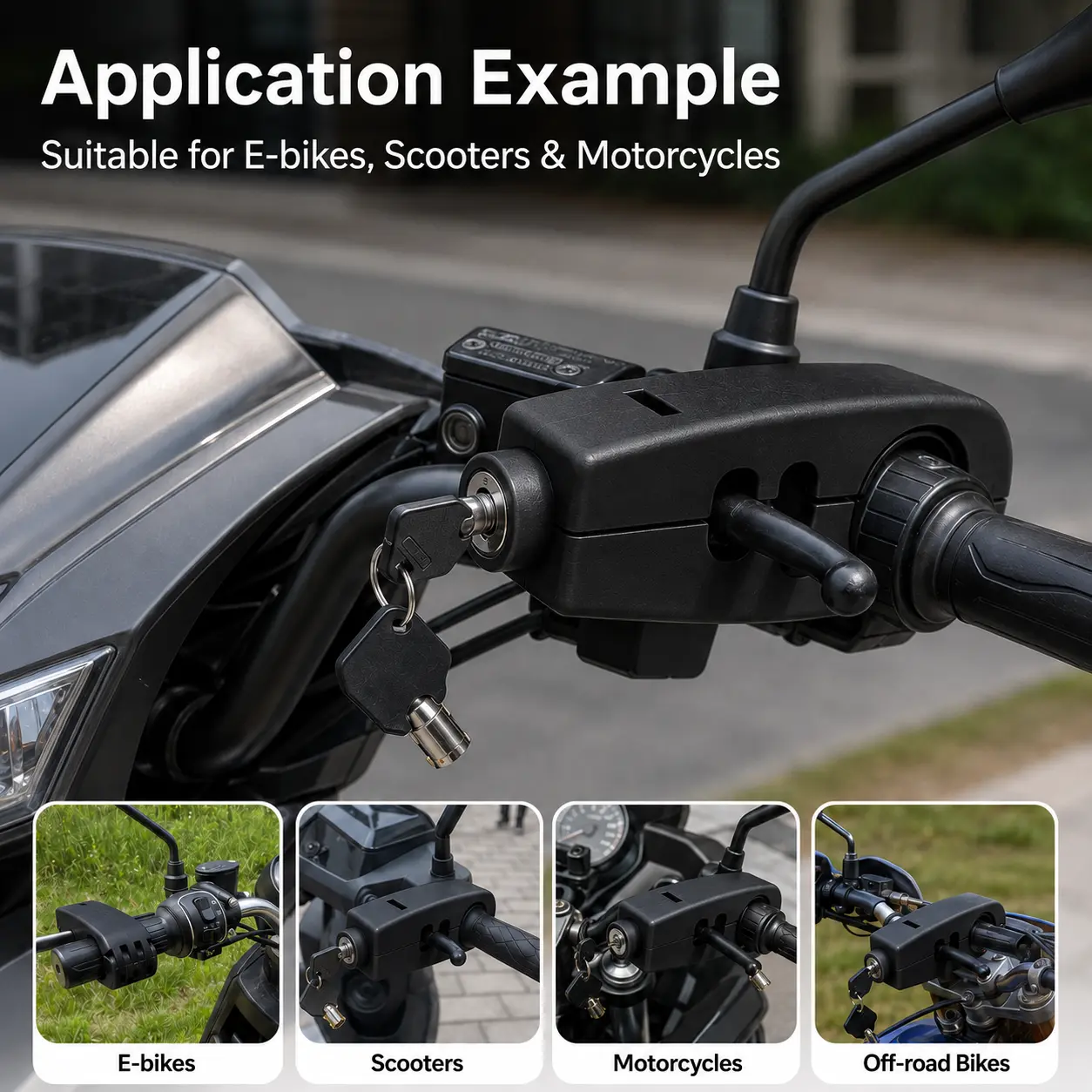 Anti-theft 3-hole handlebar lock