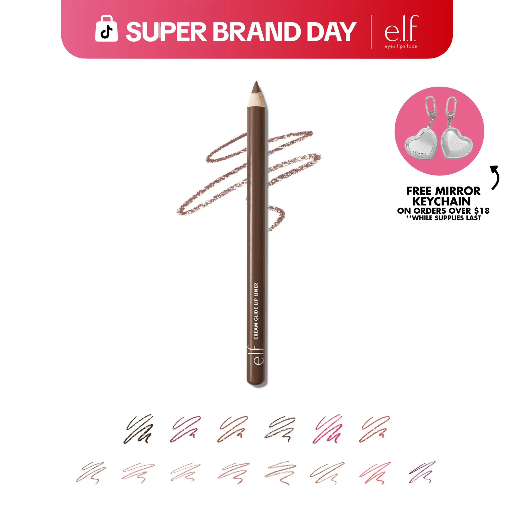 e.l.f. Cream Glide Lip Liner, Smooth Hydrating Semi-Matte for Precise Lip Definition & Sculpting, 13 shades-  0.03 OZ (1 g)