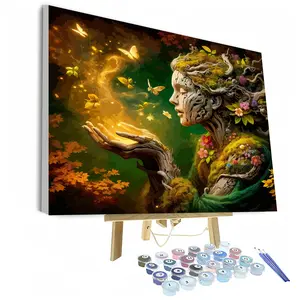 Forest Goddess & Butterfly Pattern DIY Oil Painting Kit Without Frame, DIY Painting Supplies for Home Wall Decor, DIY Painting Supplies