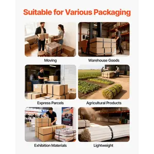 summervibes VEVOR Banding Strapping Kit, Heavy Duty Banding Sealer Tool with 1000 ft Length PET Band, 300 Metal Seals, Plastic Manual Pallet Packaging Strapping Kit for Warehouse/Shipping/Moving/Home, Orange, 1000Ft Length, Warehouse Use, Manual Tool