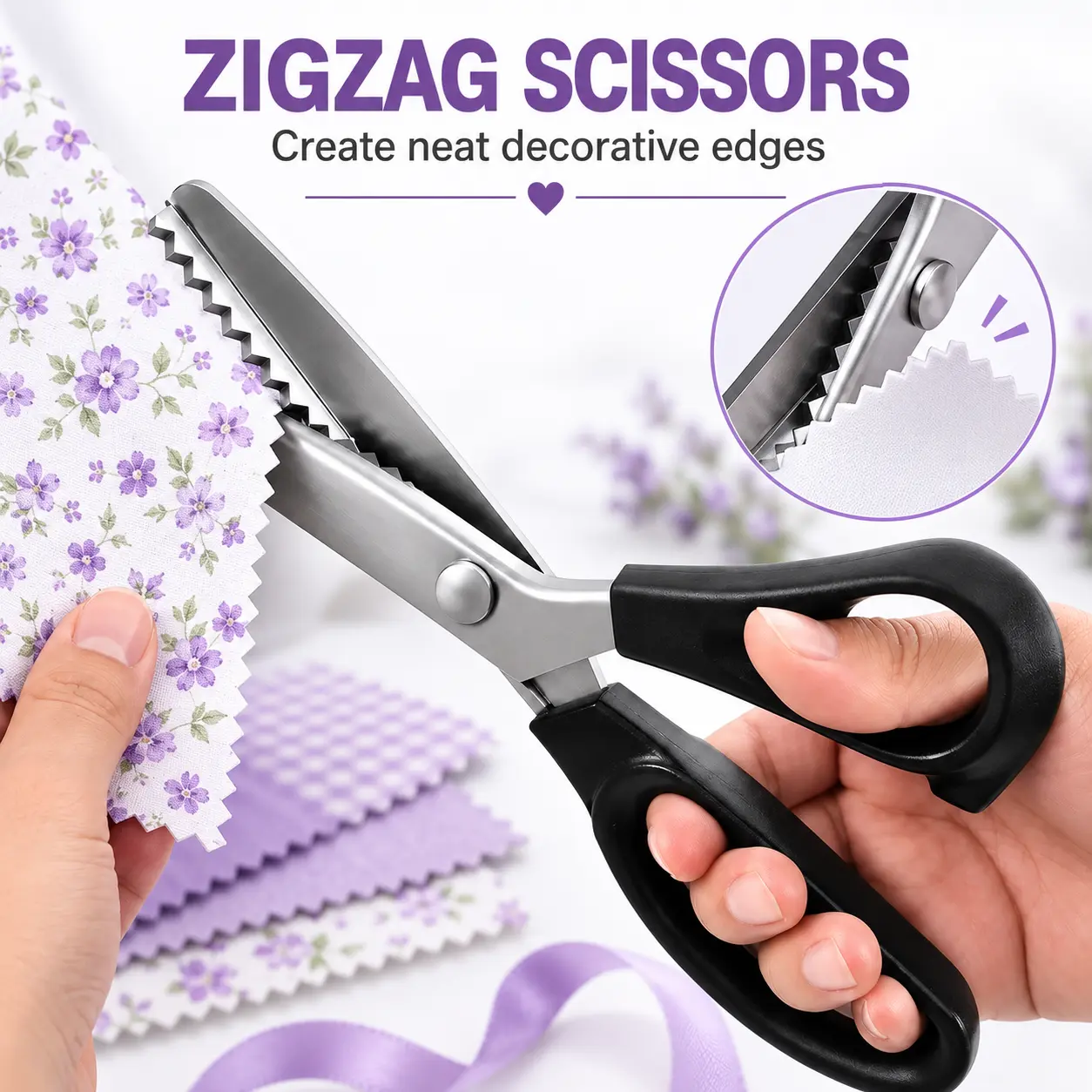 Pinking Shears for Fabric, Stainless Steel Zigzag Craft Scissors for Sewing, Dressmaking, Fabric Cutting, Paper Crafts & DIY Projects