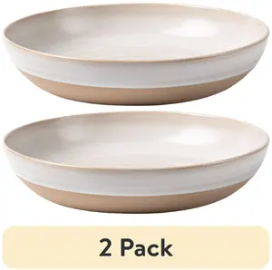 (2 pack) Cream Stoneware Round Dinner Bowl