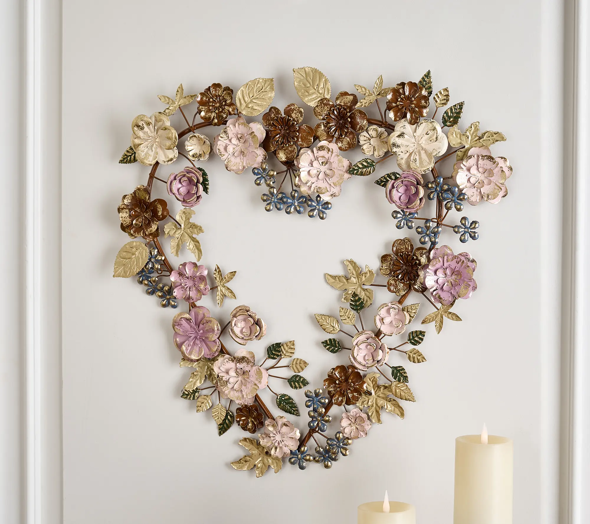 Home Reflections 23.5" Floral Heart Shaped Metal Wreath