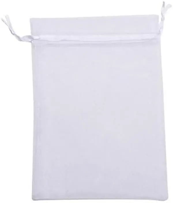 8x12 in White Plain Organza Drawstring Pouch Party Bags & Package, 50-Pack for Party/Wedding Gift Packaging, Gifts, Packaged Party Bags & Package