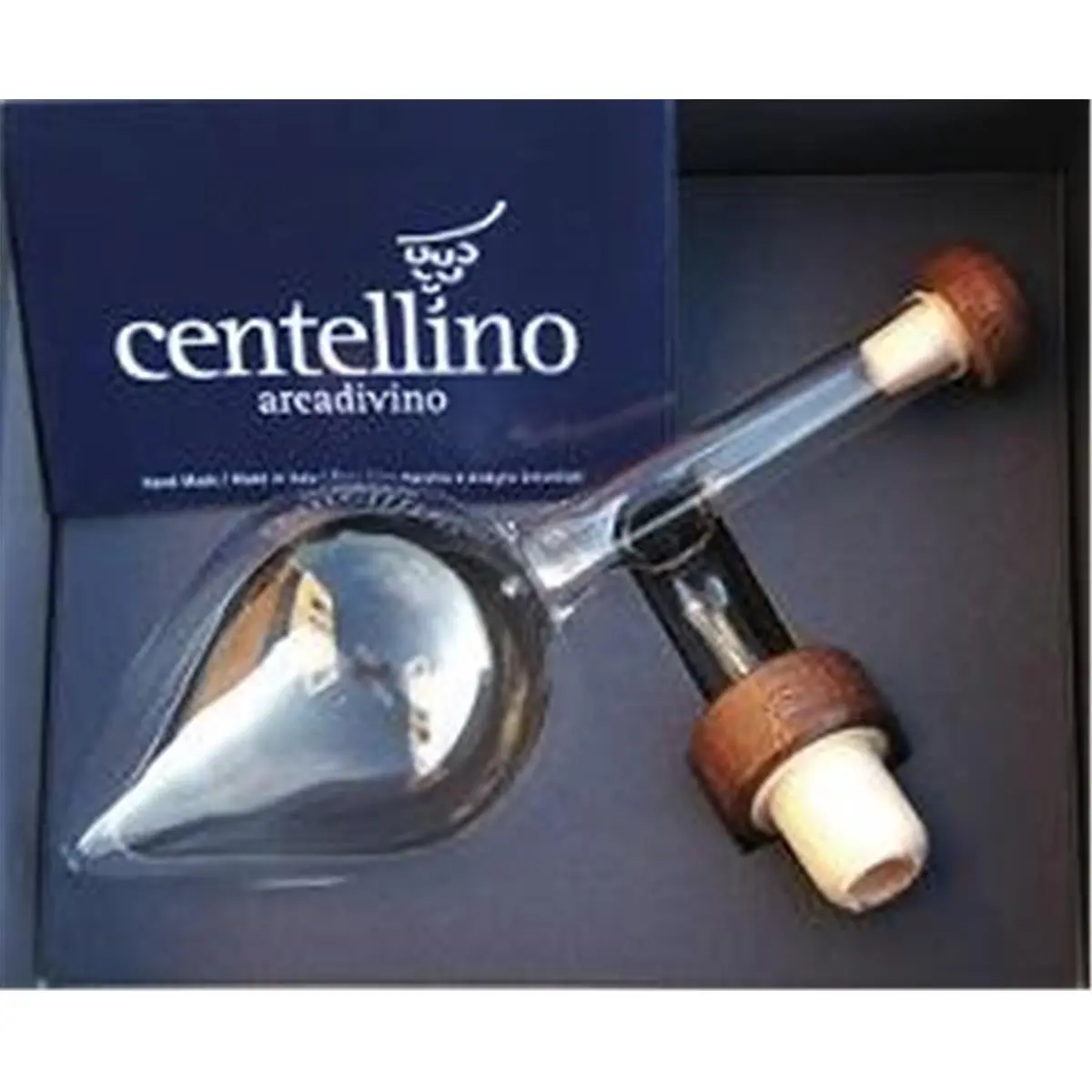 125mL Glass Centellino Hip Flask - Top-Bottle, Lab Certified, Italian Crafted, Hand Blown Aerator for Kitchen Wine Tasting, Accelerates Decanting, Gift-Worthy Kitchenware-Drinkware Accessory (8033406670265), Aerates Wine