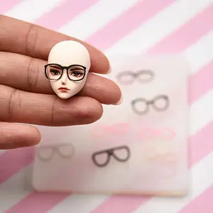 Multiple Shapes Clay Face Mold Proportional Eyeglass Frame Silicone Mold, Ultra-Light Clay Soft Clay DIY Doll Eyewear Making Mold