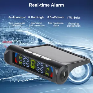 Car Tire Pressure Monitoring System Auto Security Alarm Systems USB / Solar TPMS Tyre Temperature Monitor Universal 0-6Bar