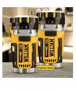 Personalized Dewalt Power Tools Kit 20 oz Stainless Steel Insulated Travel Tumbler with Lid for Father's Day Birthday Christmas Gift for Machinist Repairman Handyman, Custom Name Mug for Men Construction Mechanic Tradesman