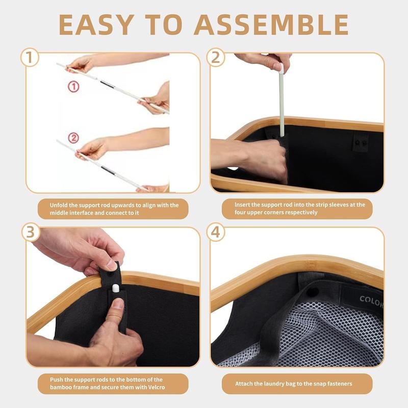 Extra Large 160L 3-Section Laundry Hamper with Lid & Sturdy Handle for Home Organization Dirty Clothes Basket with Three Sections