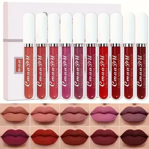 10Pcs Matte Lip Glaze Long Lasting Glossy Waterproof Lipstick Nonstick Easy To Apply Long Lasting Makeup Lipgloss For Beginners Beauty Cosmetic