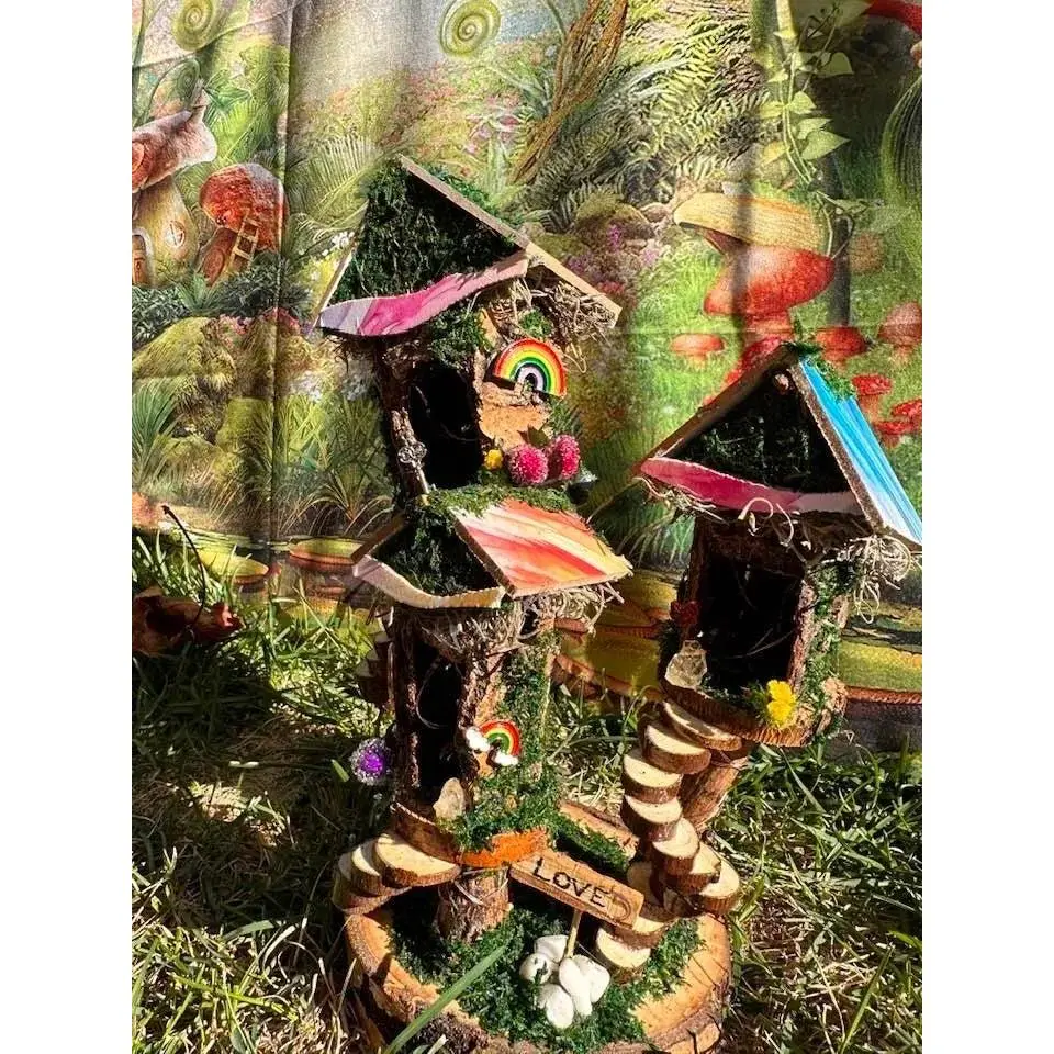Pride Inspired Detailed Handmade Fairy House With Lights Fairy Tree House