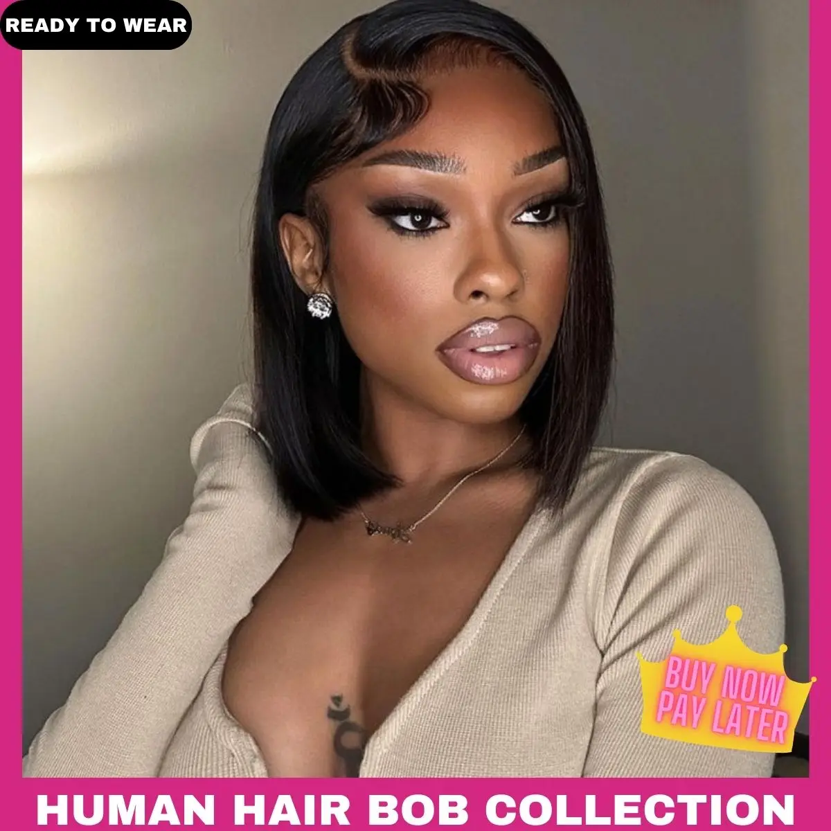 Glueless Short Straight Bob Wigs 100% Brazilian Virgin Human Hair Pre Plucked Hairline Bleachde Konts Frontal Wigs 180% Density Human Hair Wig HD Tran