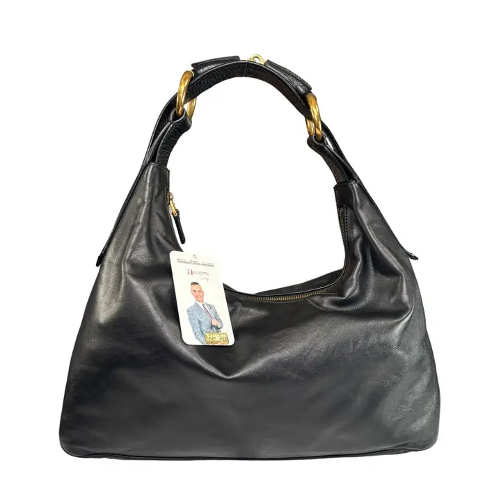Pre-owned GUCCI Leather Shoulder Bags Y2K Classic Horsebit GHW Black Shoulder Hobo Purse