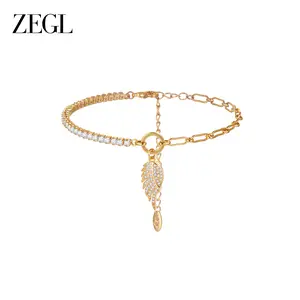 ZEGL Vintage Lock Charm Bracelet for Women, 18K Gold Plated Chunky Link Chain with Colorful Gemstones, Padlock Pendant Jewelry, 2026 Fashion Gift