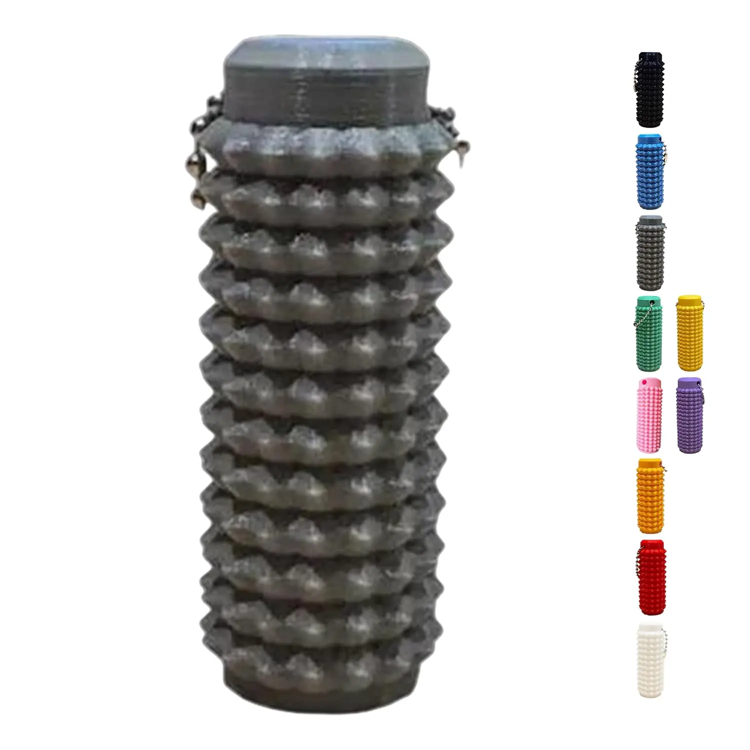 1-2 PC Stress Relief Fidget Keychain - Simple Plastic Spiky Grip Keyring, Unplated Metal Massage Keychain for Anxiety & Tension Relief