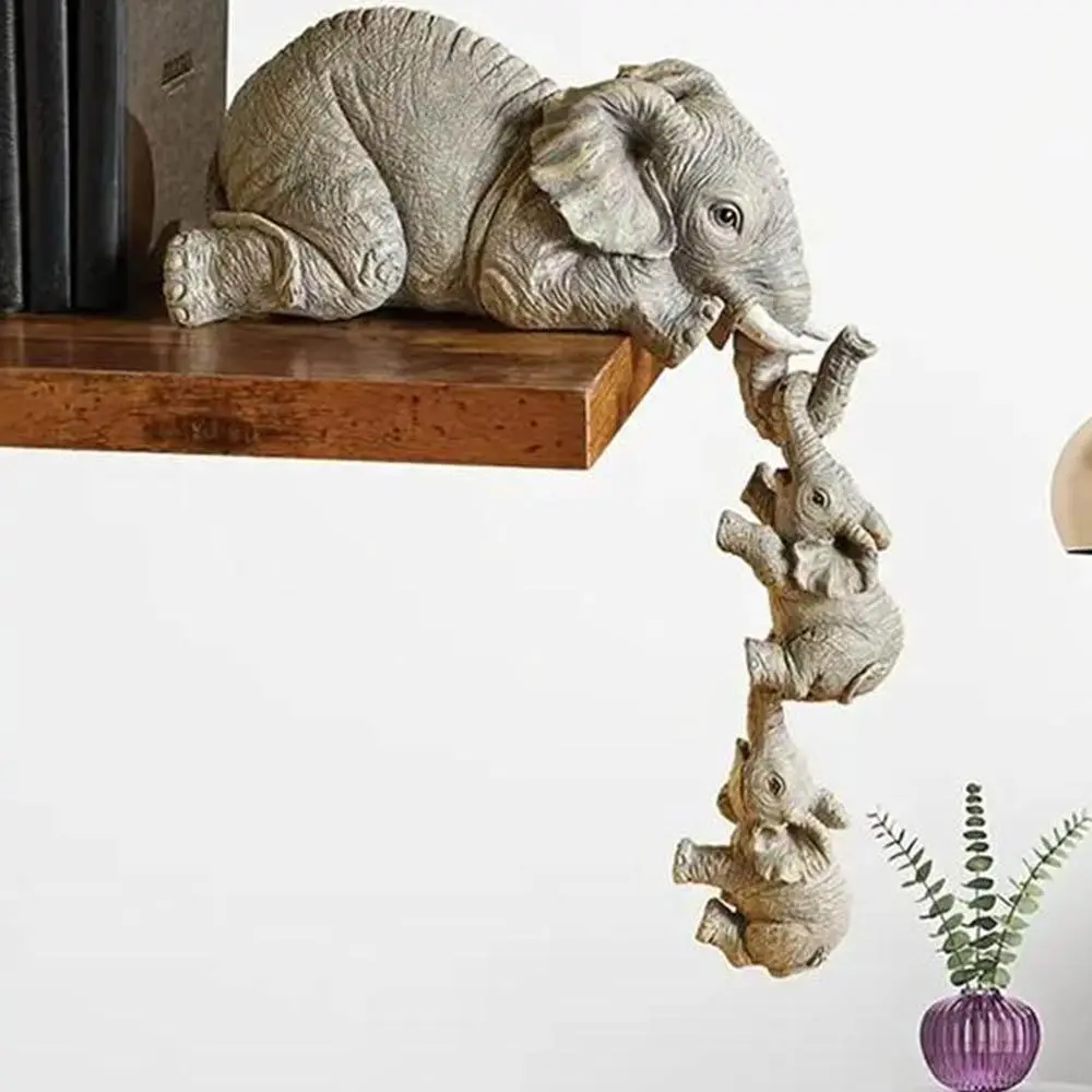 Elephant Family Design Statue, 3 Counts/set Cute Desktop Ornament, Animal Themed Home Decor Accent, Desktop Decoration for Living Room Bedroom Office, Home Decor Accessory