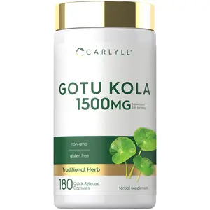 Carlyle Gotu Kola Capsules 1500mg | 180 Count | Non-GMO, Gluten Free | Traditional Herb Extract