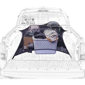 Truck Bed Cargo Net Highly Elastic, Cargo Mesh Organizer Stretchable Compact Storage, Simple Net for ATV SUV UTV Truck Boat, Ideal for Furniture Camping Gear Storage Organizer Durable Flexible Mesh