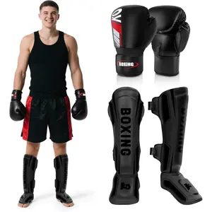 Kickboxing Shin Guards Muay Thai Shin Pads with 16 OZ Boxing Gloves, Adjustable  Guards with Instep Protection Shinguards with Workout Gloves Martial Arts  Equipment for MMA