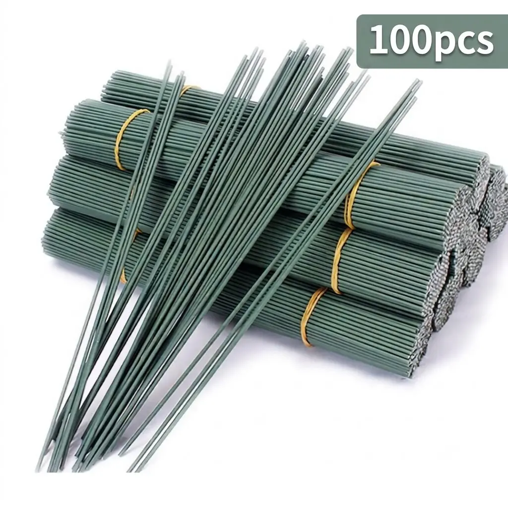100Pcs 14 Gauge Iron Decorative Sticks, Plant Stake Floral Decor Supplies for Artificial Flower Stem Making, Sturdy Plant Stand Support, DIY Home Craft Projects