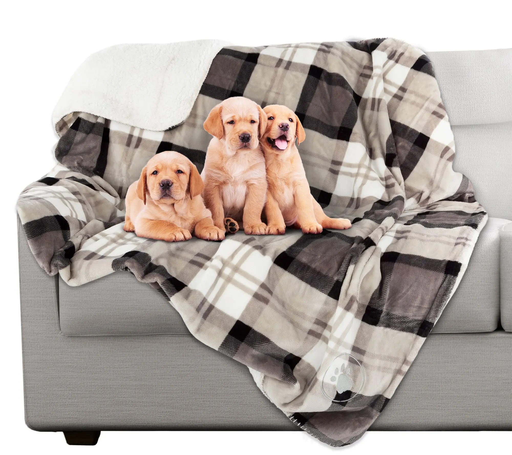 Petmaker Waterproof 50x60 Reversible Plaid Sherpa Dog Blanket Petmaker Waterproof 50x60 Reversible Plaid Sherpa Dog Blanket