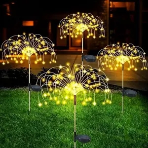 Solar Garden Star Shaped Light Stake Waterproof with 8 Modes, Illuminate Your Garden with Solar Firework Lights, Outdoor DIY Light Stake with 90/120/150 Leds, Solar Ground Light