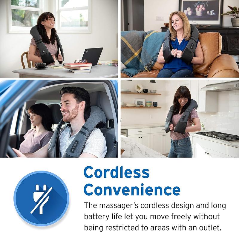 Etekcity Cordless Neck Massager for Pain Relief, Deep Tissue Shiatsu with Heat, Wireless Shoulder & Back Massager, Best Gift for Parents