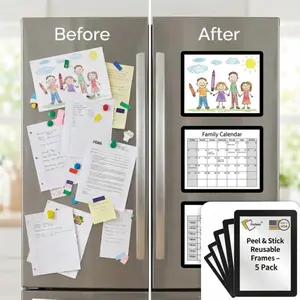 Fodeez 8.5 x 11 Reusable Adhesive Frames Pack of 5, Peel and Stick Reusable 100s of Times with Dry Erase Feature for Quick & Simple Organization & De-Cluttering Made in USA