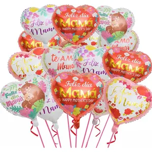 Happy Mother's Day Balloons 20Pcs 18inch Aluminum Foil Balloons Feliz Dia Mama Heart Balloons for Mother's Day Birthday Party Decorations