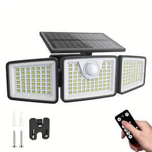 1pc, 2500 Lm Outdoor Solar Light With Motion Sensor | 270° Wide-Angle LED Security Light, Outdoor Floodlight, IP65 Waterproof, 3 Lighting Modes, Remote Control, For Yard, Patio, Garage, Pathway, Wall, Solar Outdoor Lights
