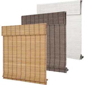 SEEYE Cordless Bamboo Blinds Natural Roman Shades Light Filtering Roll Up Blinds for Windows Doors Bedroom 33W x 64H Easy Installation