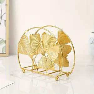 Elegant Napkin Holder, Freestanding Multifunctional Paper Towel Box, Leaf Design for Cafes and Home Tables