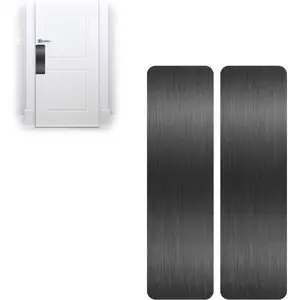 2 PCS 4"x14" Anti-Scratch Door Protector for Dog Cat Scratching Self-Adhesive Stainless Steel Door Kick Plate Rounded Corners Brushed Fingerprint-Resistant Finish Black
