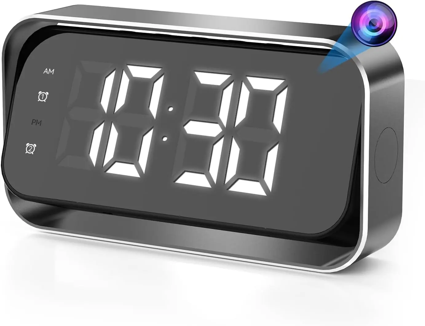 4K FHD Security Mini Camera Alarm Clock, Plug-In WiFi Nanny Cam with Night Vision & Motion Detection Alert, 2.4G&5G WiFi, Wide Angle Surveillance Camera for Pet & Baby Monitoring, AC Powered, App Remote Control