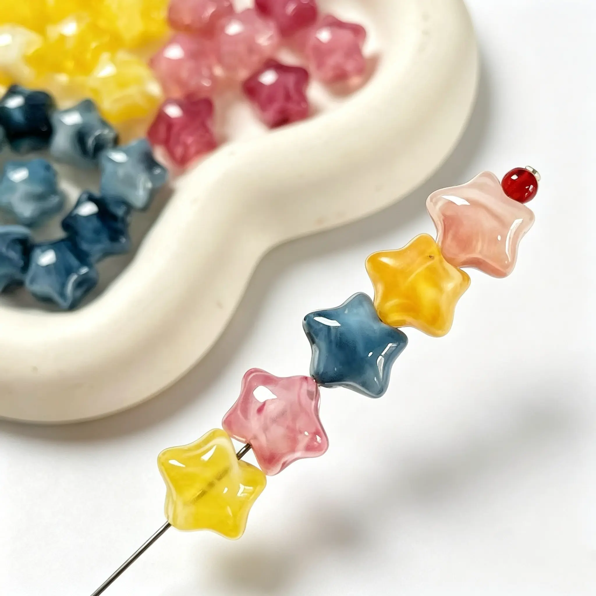 Yuki's Shop Luna Beads for Bags, DIY Bead Art Supplies, Bracelet & Suncatcher Half-Finished Beading Materials Beaded Set Beaded Tassel Charms