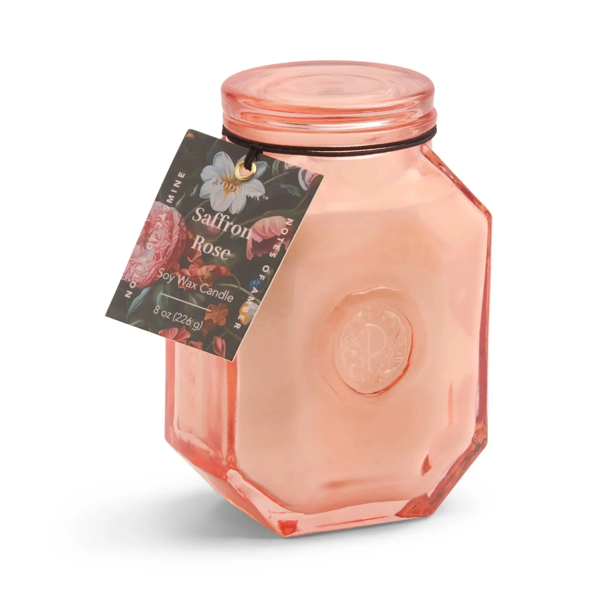 Botanica Saffron Rose Scented Glass Candle, 8 oz Home Decor Aroma Candle with Berry Notes, Wax