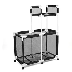 Yescom Extra Large Mesh Pool Storage Bin 6 Wheels Rolling Cart Double Decker Pool Toys