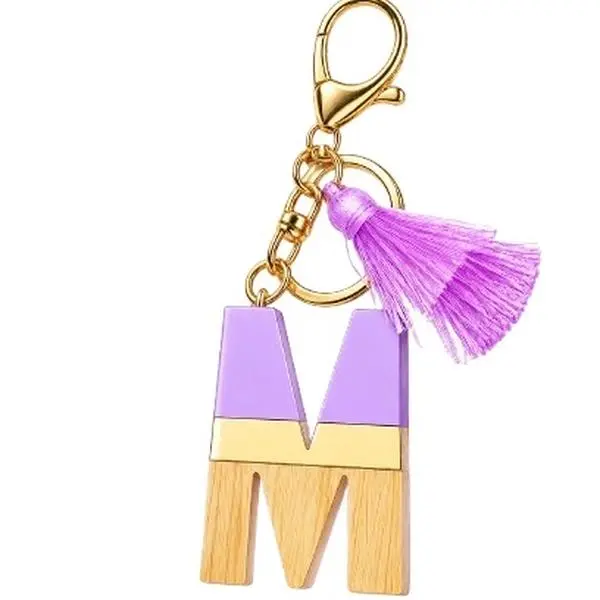 Monogram Wood Initial Keychain