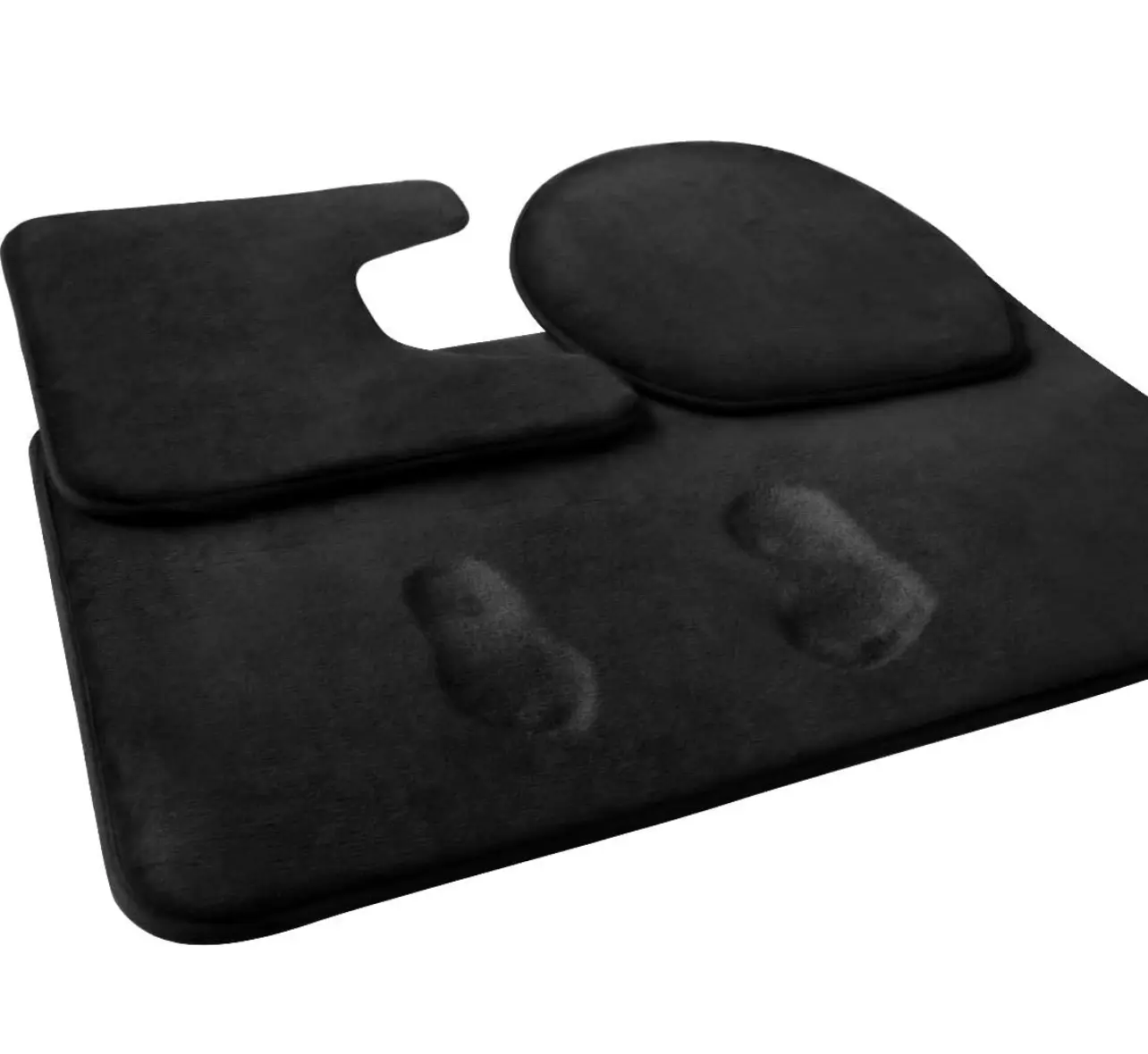 Modern 3-Piece Non-Slip Memory Foam Bath Mat Set - 20x31in Floor Mat, 20x22in U-Shaped Contour Rug, Toilet Lid Cover, Absorbent for Tub, Shower