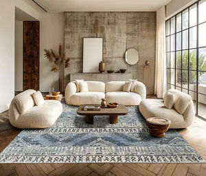 Multi Size Hand Knotted Wool Blue, Gray Tribal Moroccan Rug