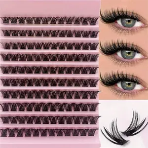 1Box Cluster Lashes 8-16mm Wispy Individual Lashes Natural Look Lashes D Curl Fluffy Cluster Lashes DIY Eyelash Extension Eyelash Clusters Extensions