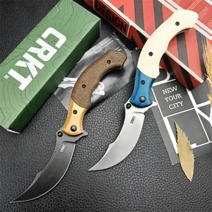 Compact Beige EDC Pocket Knife - 7471 Tanto Point Folding Knife with Ergonomic Handle for Camping, Survival & Daily Tasks