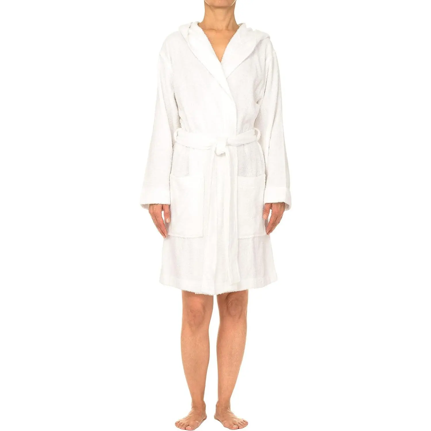 Womens Hooded Robe Cotton Terry Cloth Shower Bathrobe Spa Towel Bath Robes for Women XS to 4X