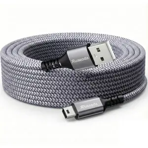 Mini USB Cable 6 ft, Nylon Braided USB 2.0 Type A to Mini B 5 Pin Male Cord, High Speed Data Sync & Charger for Dash Cam, PS3 Controller, Garmin GPS, Blue Yeti, TI-84 Plus CE